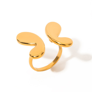 Wholesale European American Stainless Steel Natural Stone High-grade Ins <strong>Bow</strong> <strong>Ring</strong> Gold-color Plating Women's Daily Wear <strong>Rings</strong> - Product Image 5