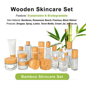 Çevre dostu 50g 30ml 100ml cam ahşap kozmetik losyon <span class=keywords><strong>Serum</strong></span> ambalaj seti boş lüks cilt bakımı krem kavanozu ve şişeler - Product Image 5