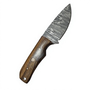 Couteau de camping à lame fixe en acier Damas avec manche en bois Pakka bleu 20 cm, couteau de survie DIY pour l'extérieur - Product Image 1