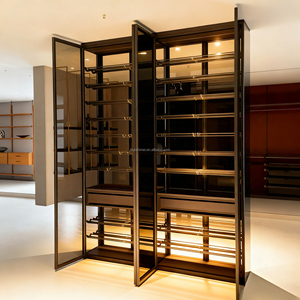 Estante de vino de puerta de cristal montado en la pared de aluminio de <span class=keywords><strong>metal</strong></span> personalizado Modular de lujo minimalista moderno para Bar Hotel casa bodega Villa - Product Image 1