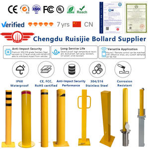 Poteau de sécurité en acier au carbone, bollard fixe encastré avec capuchon pour remplissage en ciment - Product Image 1