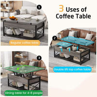 Table basse convertible moderne en bois massif personnalisable avec des couleurs vives, un design élégant et un rangement facile pour le salon