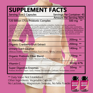 Suplemento de Vitamina C para Mujeres, Cápsulas de D-Manosa, Arándano, Uva Ursi, Probióticos, Tabletas de Arándano para Infecciones Urinarias, Tabletas Herbales de Arándano - Product Image 2