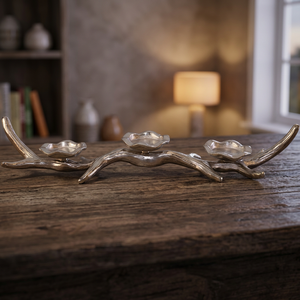 Asta de metal de aluminio y níquel nórdico de latón AK para soporte de tres velas para Decoración - Product Image 1