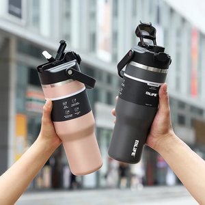 Bouteille d'eau isolée pour le sport et la salle de sport, <span class=keywords><strong>personnalisée</strong></span>, portable, à ouverture en un clic, étanche, 32 oz, en acier inoxydable, gobelet avec poignée - Product Image 4