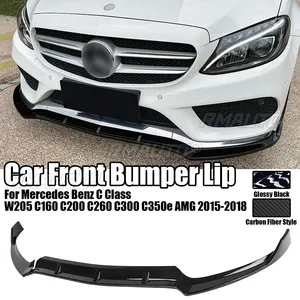 ลิ้นกันชนหน้ารถยนต์ 3 ชิ้น สำหรับ Mercedes Benz C Class Spoiler Splitter W205 C300 C160 C200 C350e C260 AMG 2015-2018 สีดำเงา - Product Image 1