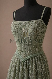 Vestido Largo de Organza de Lujo para Mujer con Bordado a Mano y Adornos Decorativos, Diseño de Cóctel - Product Image 3