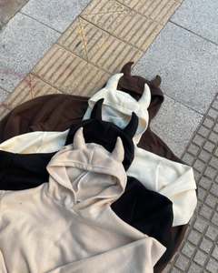 Felpe <span class=keywords><strong>con</strong></span> <span class=keywords><strong>Cappuccio</strong></span> Casual Personalizzate da Uomo, Pullover in Cotone Pesante <span class=keywords><strong>con</strong></span> Corno - Product Image 2