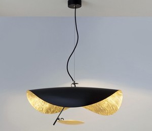 Lampadario a sospensione ovale di lusso in ferro nero e oro AB per interni, moderno a LED, <span class=keywords><strong>con</strong></span> installazione a sospensione per casa e hotel - Product Image 4