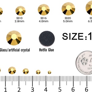 OLeeya Vente en gros de strass thermocollants en verre de qualité DMC Mine Gold SS6 - SS30, 1440 pièces pour maillots de bain et accessoires de sacs - Product Image 5