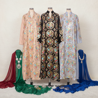 Nouvelle Robe de Soirée Longue en Chiffon Rayé 2026 pour Femme, Taille Naturelle, Manches Longues, Style Kaftan de Bal Musulman