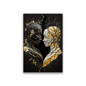 Póster de lienzo de arte moderno al por mayor e impresión abstracta línea dorada póster de mujer negra <span class=keywords><strong>cuadro</strong></span> de Arte de pared para la decoración del hogar de la sala de estar - Product Image 6