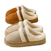 Chaussures d'intérieur pour femmes, en polaire épaisse, douces, antidérapantes, en coton pelucheux, chaudes, pantoufles, baskets pour femmes