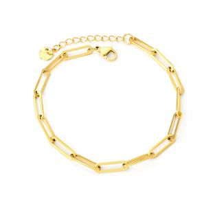 Pulsera Minimalista de Acero Inoxidable, Chapada en Oro de 18K PVD, Diseño de Clip, Elegante Cadena de Eslabones, Joyería para Mujer - Product Image 1