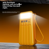 Batterie externe portable haute capacité 50000 mAh, charge super rapide 22,5 W, avec 4 câbles et corde de suspension, lampes de camping