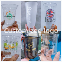 Gobelet à bulles en plastique PP jetable 12oz 16oz 24oz pour thé à bulles, café, jus, transparent ou imprimé avec couvercles