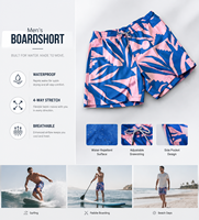 Shorts de bain pour hommes à imprimé floral, séchage rapide, avec cordon de serrage, vêtements de plage, shorts d'été