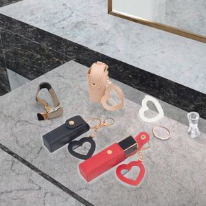 Luxury Leather Light Keychain with Heart Pendant Keyring and <b>Lipstick</b> <b>Holder</b> Storage Bag - Product Image 2