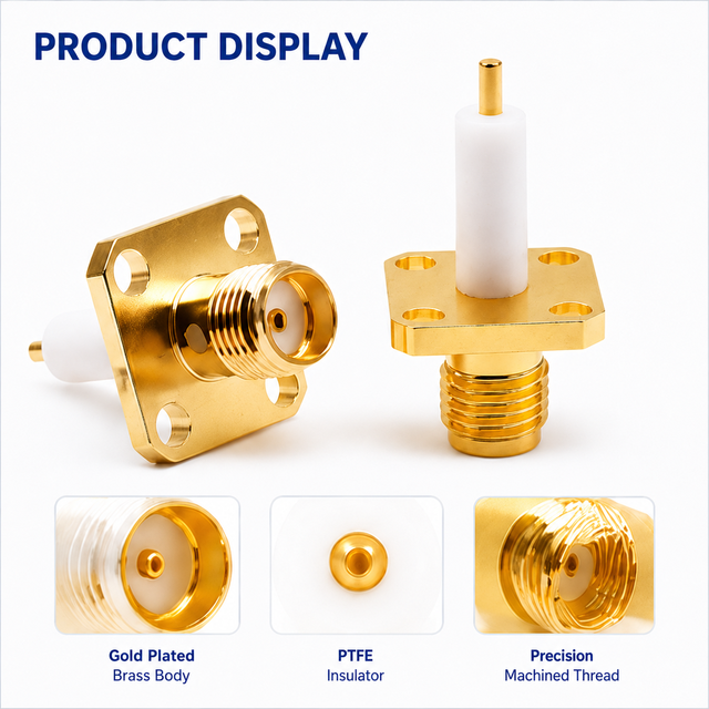 High Precision SMA RF Connector 50 Ohm Gold Plated Coaxial Connector for Antenna Wireless Communication