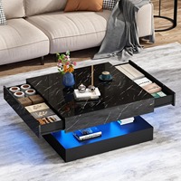 Table basse carrée minimaliste moderne blanche à double couche extensible en bois laqué brillant pour salon