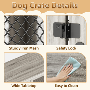 Mueble de Madera <span class=keywords><strong>para</strong></span> Perros, Caseta Interior con Puertas Dobles y Cojín, <span class=keywords><strong>Casa</strong></span> <span class=keywords><strong>para</strong></span> Mascotas de Madera Resistente <span class=keywords><strong>para</strong></span> Perros Medianos - Product Image 6