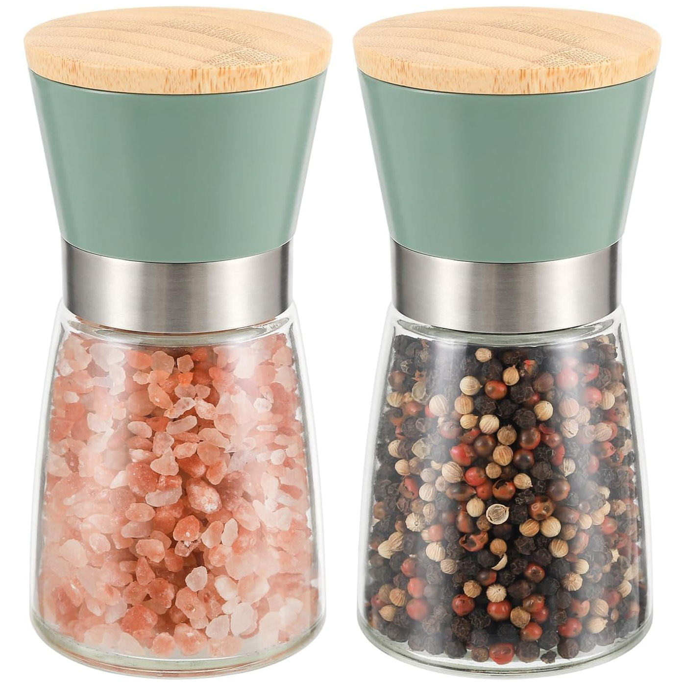 W1 * เครื่องบดพริกไทย, ไม้ไผ่ &amp; ABS &amp; แก้ว * 170มล. *