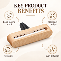 Diffuseur de parfum pour voiture en bois personnalisé, à clipser sur la grille d'aération, pour huiles essentielles et liquides aromatiques, désodorisant biologique