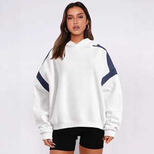 Sweat à capuche colorblock style occidental pour femme – Tendance, coupe oversize, couleurs contrastées, automne-hiver, manches longues, pull à capuche ample - Product Image 4