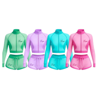 Ensemble 2 pièces pour femme : Veste de yoga zippée et short de cyclisme personnalisé, design color-block, collection été 2026