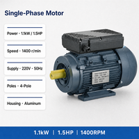 Moteur asynchrone monophasé AC 1,1 kW 1,5 CV 1400 tr/min 220 V 50 Hz, boîtier en aluminium, moteur à induction pour machines d'atelier