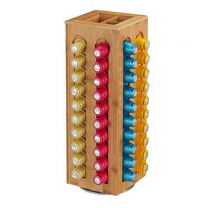 Support de capsules de café rotatif en bambou personnalisé, compatible avec 80 capsules <span class=keywords><strong>Nespresso</strong></span> - Product Image 1