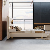 Lit de Luxe Italien Personnalisable en Cuir Capitonnée avec Rangement, Tête de Lit Large, Design Moderne pour Villa, Taille King Size - Prix Usine