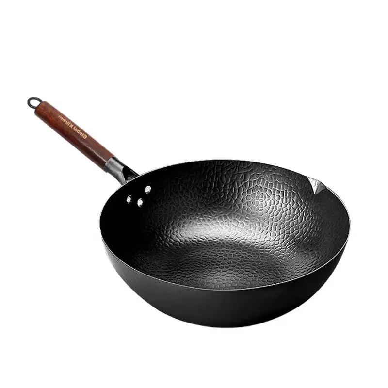 Chinese style wok stainless steel honeycomb 30cm frying pan iron pan non-stick frying pan with glass Lids and Spatula