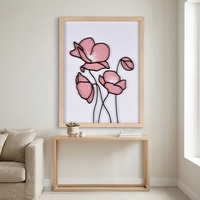 Cetakan Seni Garis Minimalis Berbingkai, Gambar Garis Seni Dinding Siap Digantung, Ringan, Ramah Lingkungan, Tahan Lama, Dekorasi Botani Boho