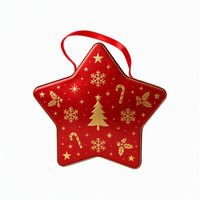 Boîte en métal en forme d'étoile de Noël personnalisable, recyclable, avec revêtement UV, pour chocolat, biscuits sucrés, bonbons, emballage cadeau de Noël