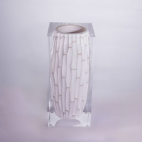Vase à fleurs blanches, décor minimaliste et moderne, vase en acrylique de pampa fini mat pour table, étagère, centres de table de cheminée