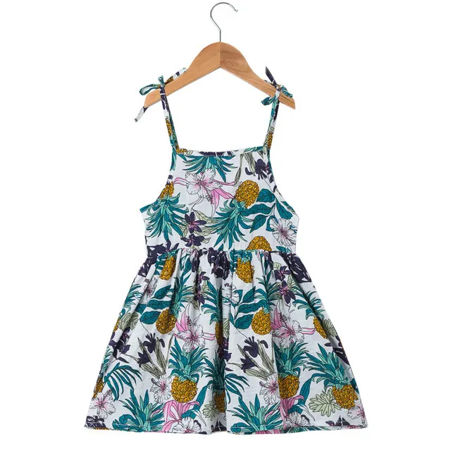 custom print cotton viscose beach party girls summer dresses