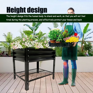 JH-Mech Lit <span class=keywords><strong>de</strong></span> <span class=keywords><strong>jardin</strong></span> surélevé sur roues Facile à assembler Grand lit carré en métal pour plantes d'extérieur - Product Image 4