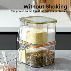 New Food Grade PET sealed Seasoning Box 4 Compartments Spice Organizer Box Set with Spoon - Product Image 4