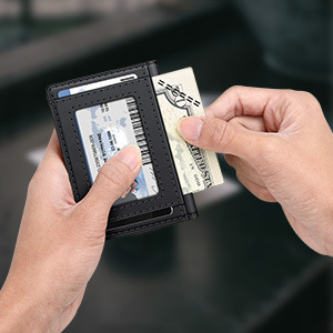 กระเป๋าสตางค์หนังแท้สำหรับผู้ชาย ป้องกัน RFID บางเฉียบ ใส่บัตรได้ 6 นิ้ว สีดำกาแฟ - Product Image 4