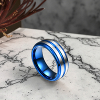 Bagues de joaillerie fine 2026 personnalisées prêtes à être expédiées, bague en tungstène bleue de 8 mm, bagues pour hommes