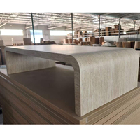 Table basse à bord cascade en placage de travertin, forme en U, mobilier minimaliste pour salon, vente en gros, prix usine ODM