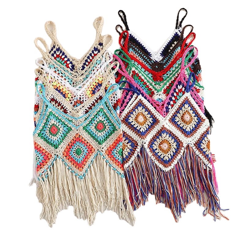 Factory Summer Granny Square Handmade Crochet Fringe Sexy Crop Tops for  Women Bohemia Tank Tops| Alibaba.com
