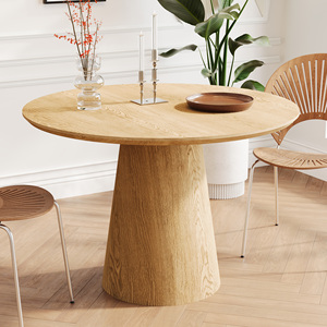 Wooden Circular Dining <b>Table</b> 43 Inch Modern Minimalist Round <b>Table</b> MDF Colored Surface - Product Image 4
