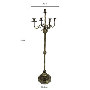 Vintage Bronze Floor <b>Candlestick</b> Five Armed Metal <b>Tall</b> Candle Holder For Home Entryway Fireplace Decoration - Product Image 5