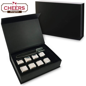Forma di cubo Riutilizzabile In Acciaio Inossidabile Pietre del Whisky Cubetti di Ghiaccio Stones Chilling con Pinze e Scatola di Immagazzinaggio, confezione da 8 - Product Image 5