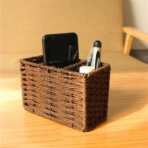 3 scomparti carta corda tessuto a mano scrivania Organizer cesto portaoggetti per cellulare telecomando <span class=keywords><strong>porta</strong></span> <span class=keywords><strong>penna</strong></span> per ufficio - Product Image 3