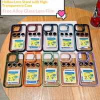 Coque de téléphone transparente en acrylique avec support invisible pour iPhone 18 Pro, 18 Pro Max, 17/16/15 avec film de protection en verre allié