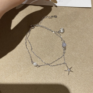 Pulsera de Plata de Ley 925 con Diseño Original Tichi, Estrella de Mar y Aguamarina para Mujer, Estilo Coreano Inspirado en Instagram, con Aspecto de Perla - Product Image 4