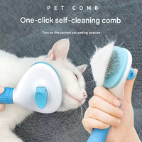 Brosse de toilettage de luxe pour chat, peigne démêlant à picots en acier inoxydable, massage et élimination des poils en un clic, nettoyage des poils lâches
